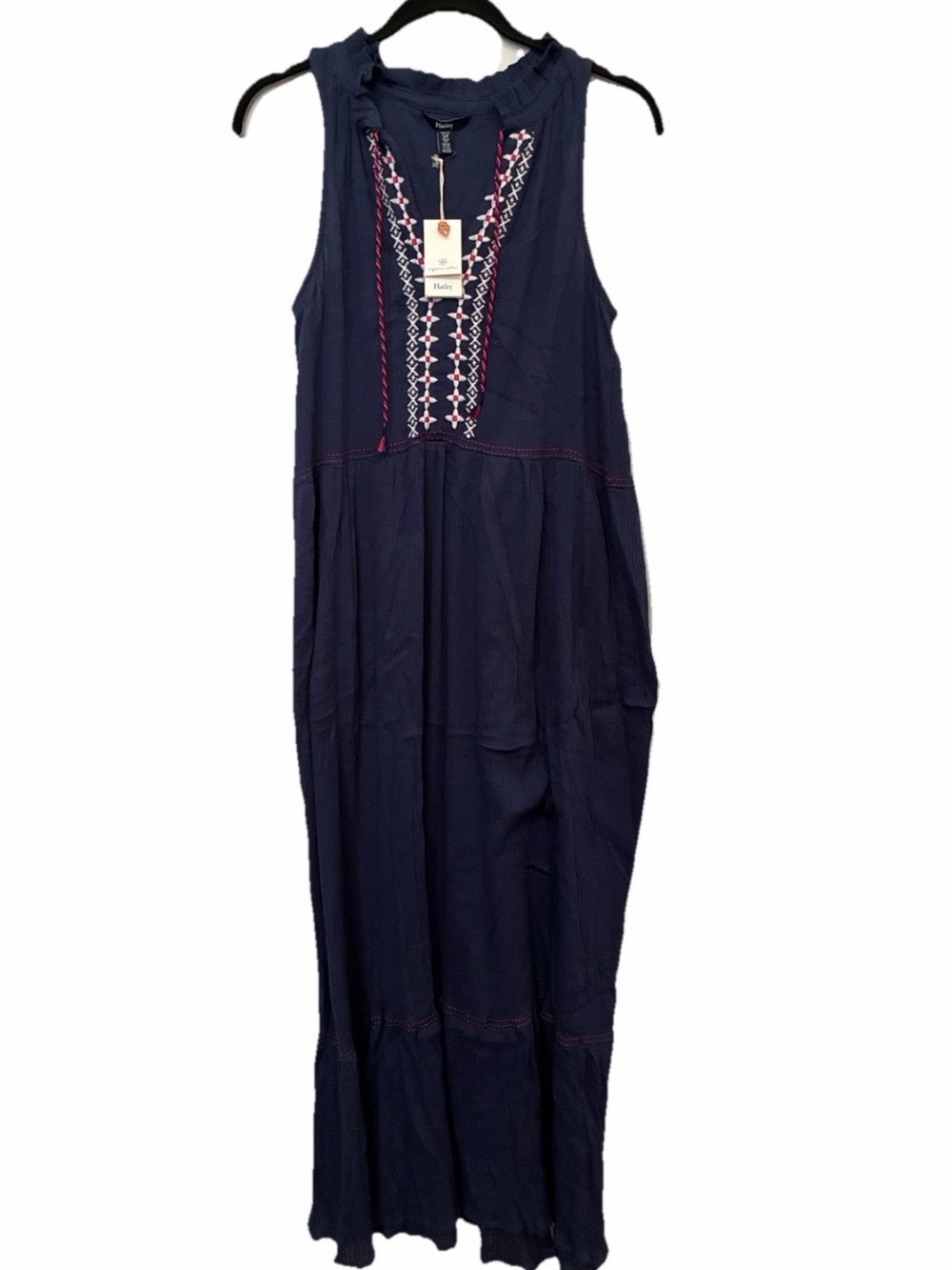 Hatley Navy Sleeveless Embroidered Lightweight Maxi Dress NWT
